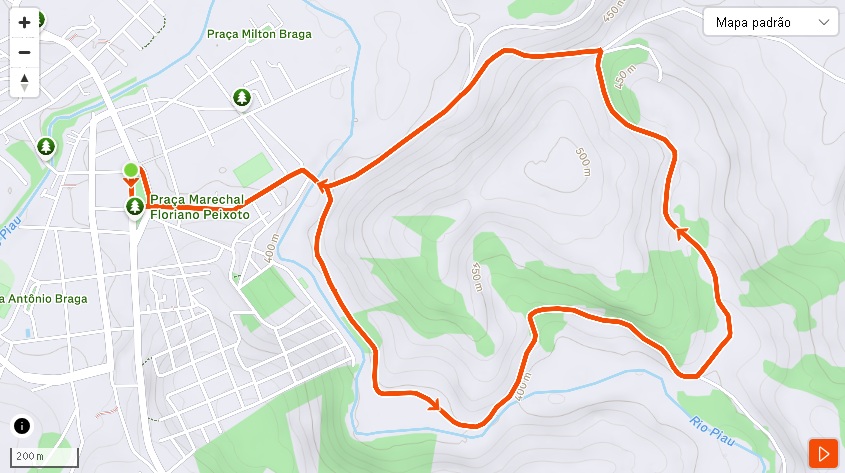 Mapa da rota do 2º Treinão THM no Strava